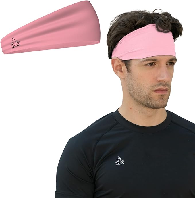 Headbands for Men and Women - Mens Sweatband & Sports Headband Moisture Wicking Workout Sweatbands for Running, Cross Training, Yoga and Bike Helmet Friendly