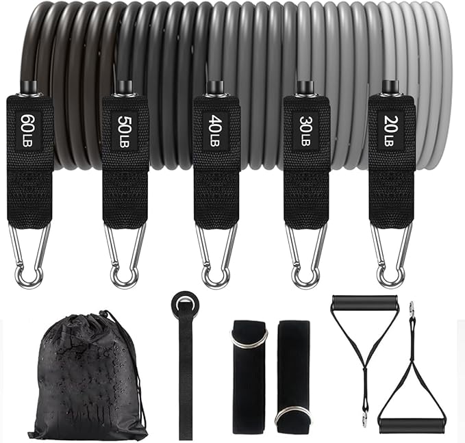 WHATAFIT Resistance Bands, Exercise Bands,Resistance Bands for Working Out, Work Out Bands with Handles for Men and Women Fitness, Strength Training Home Gym Equipment