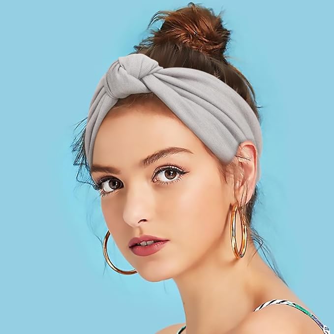 DRESHOW 4 Pack Turban Headbands for Women Wide Vintage Head Wraps Knotted Cute Hair Band Accessories