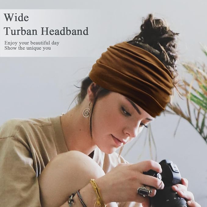 Wide Headbands For Women Stretch Headband Boho Head Bands Women's Hair Band Turban Workout Hairband Accessories 6 Pack