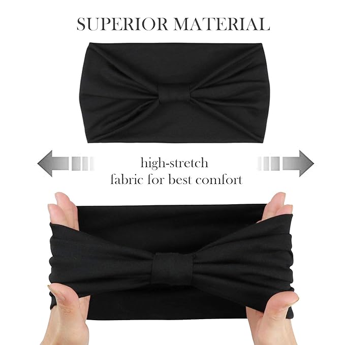 DRESHOW 4 Pack Turban Headbands for Women Wide Vintage Head Wraps Knotted Cute Hair Band Accessories