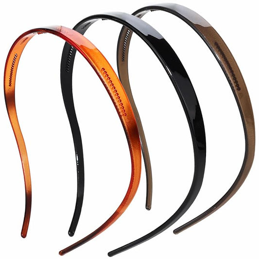 3 Pack Plastic Plain Headbands for Women, Headband Designed for Eyewear, Fashion Skinny Headbands-Bright Surfac