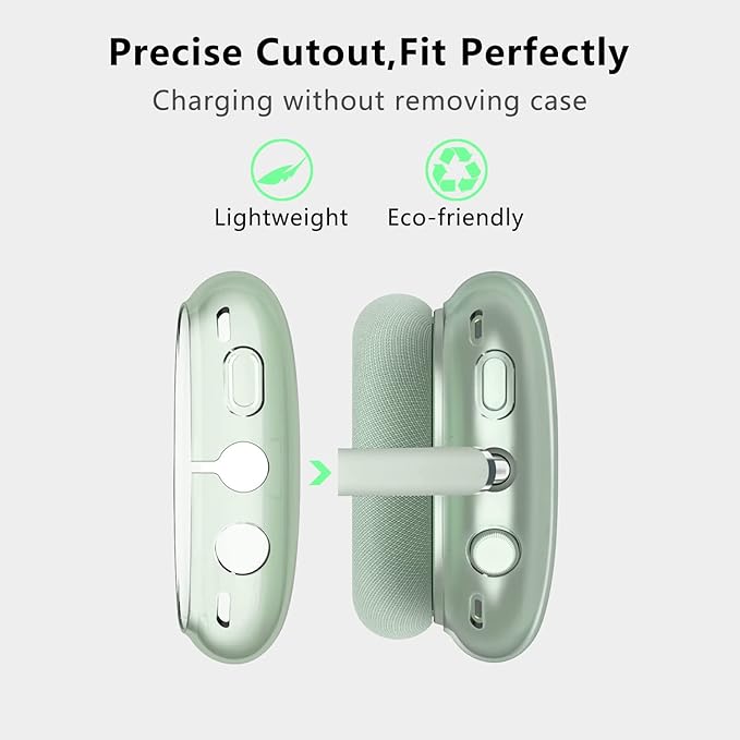 for AirPods Max Case Clear,Shockproof Clear Case for Airpods Max Case Cover,Anti-Scratch Soft TPU Protective Case No Yellowing Transparent Accessories for Apple AirPods Max Headphone-Green
