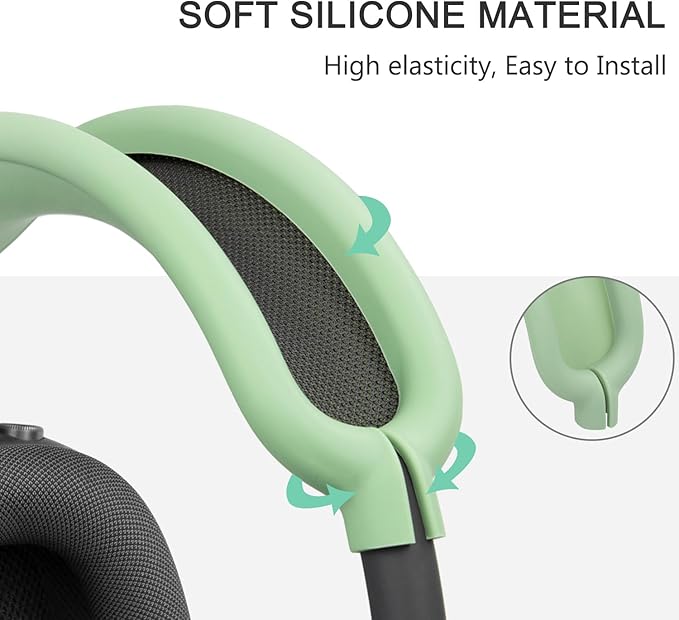 SOULWIT Protective Kit for AirPods Max, Headband Cover + TPU Case Protector + Silicone Ear Pads Cover, Sweatproof Accessory, Easily Washable, Anti-Scratch (Green)