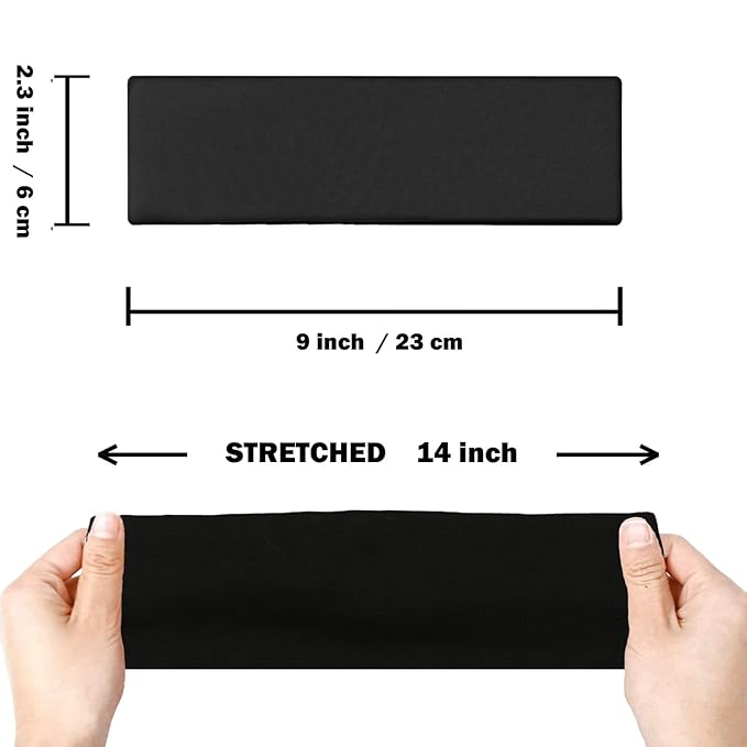 IVARYSS Workout Headbands for Women Non Slip, Premium Stretchy Soft Fabric Head Bands for Women's Hair, Wear for Yoga, Running, Sport, 6 Pack, Black