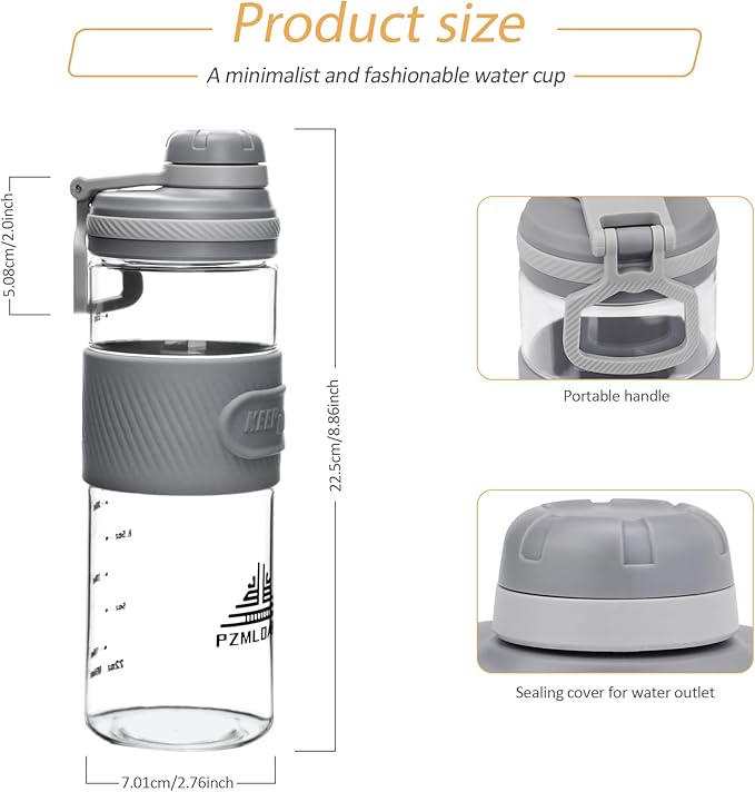 Shaker Bottle for Protein Mixes - Super Creamy Fitness Shakes, Durable, Leak-Proof Cups (Gray, 650ml/23oz)