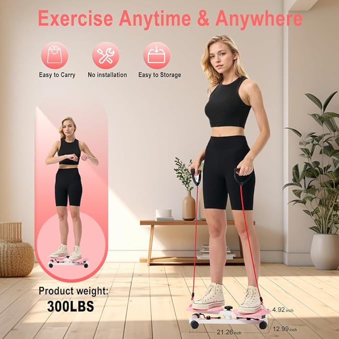 Waist Twister Ab Machine with 300 lbs Weight Capacity Anti-slip twist board Noiseless Home Gym Exercise Equipment for Women Men