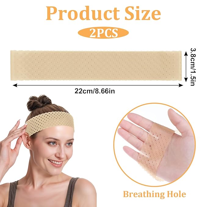 2 Pcs Silicone Wig Grip Band Adjustable, Elastic Wig Headbands, Fixed Non Slip Wigs Straps Women Men WigBands Sweat-Proof Hold WigCap Hairband for Keeping Wigs in Place(Skin Color)