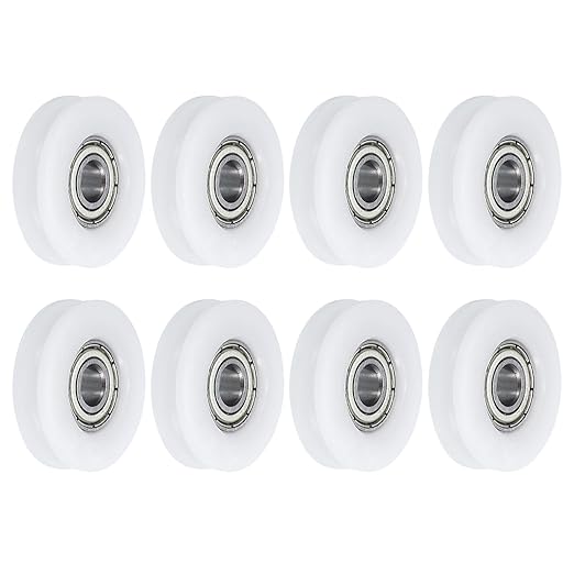 uxcell 8pcs Nylon Pulley U-Groove Ball Bearing 6x27x7mm U Groove Roller Wheel (GCr15) Chrome Steel Bearings, ABEC3