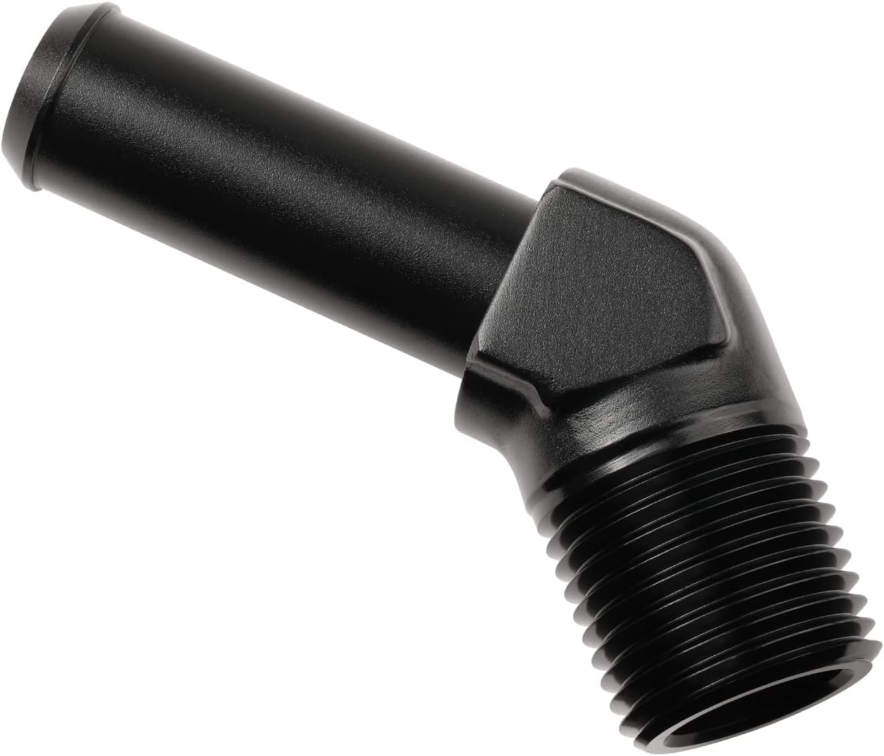 1/2 NPT Male to 5/8" Hose Barb Fitting Adapter 45 Degree Elbow Aluminum Black