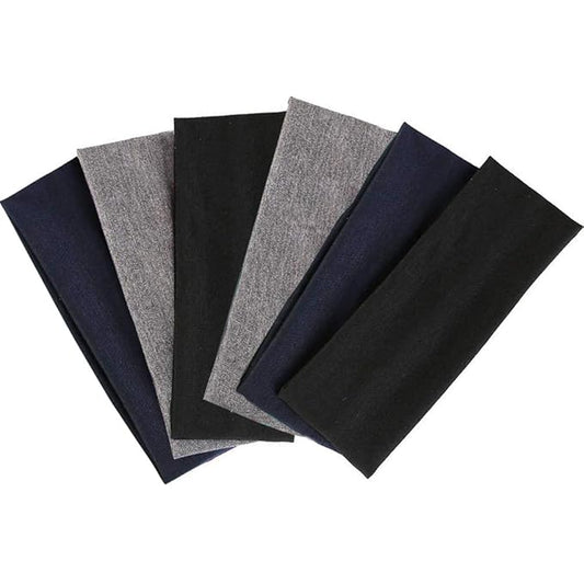 DERAYEE Black Headbands, 6 Pcs Fashion Hair Bands Stretch Elastic Yoga Headband for Women Men Girls Sports Headwraps Non Slip