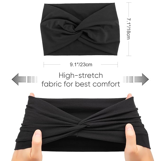 DRESHOW 8 Pcs Wide African Turban Headbands for Women - Vintage Wrap for Sports, Workouts and Hair Accessories