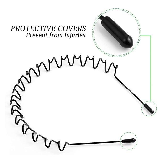 Metal Hair Bands for Men Womens Headbands Fashion Black Wavy Hair Band Spring Outdoor Sports Headbands Unisex Hair Bands Accessories Simple Elastic Headwear.