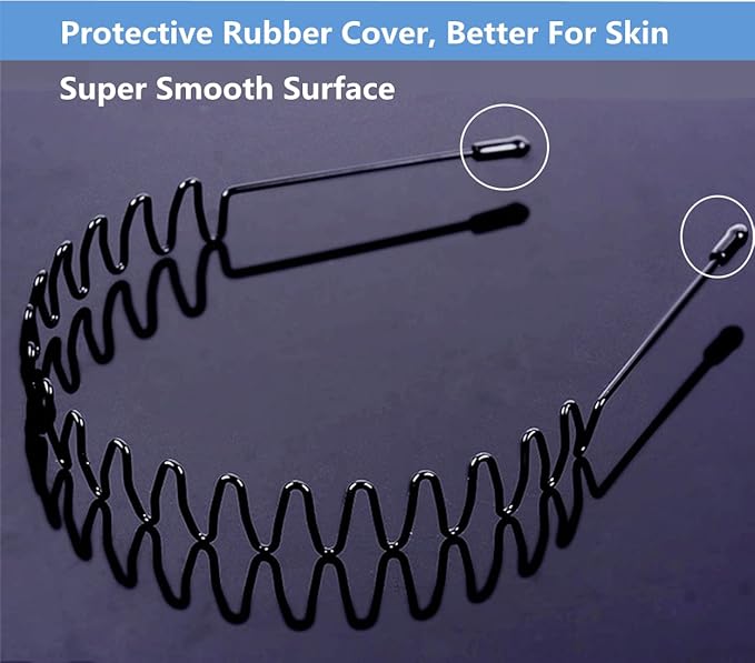 Metal Hair Band, Black, Unisex Fashion Headbands Sports Hairband Head Band Hair Hoop for Women With Non Slip Wavy Teeth