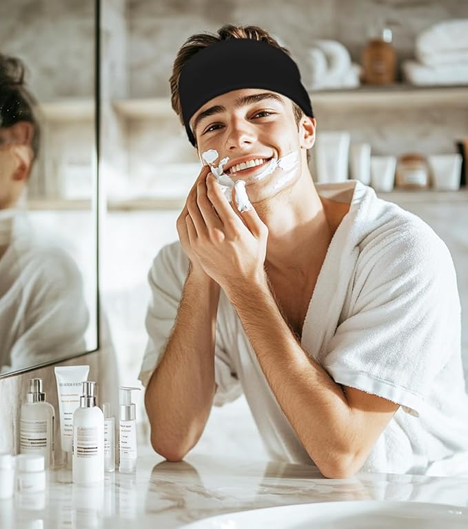 Sport Sweatbands for Men and Womem, 4 Pack, Double-Layer Workout Headbands, Sweat Wicking Hairbands for Fitness Running Football