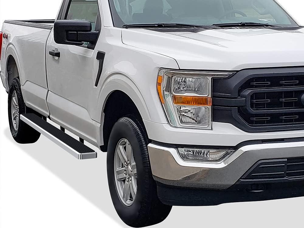 APS (Polished 304 Stainless Steel 5in Wheel to Wheel) Running Boards Nerf Bars Side Steps Compatible with Ford F150 2015-2025 Regular Cab 6.5ft Bed & F-250 F-350 Super Duty 2017-2025