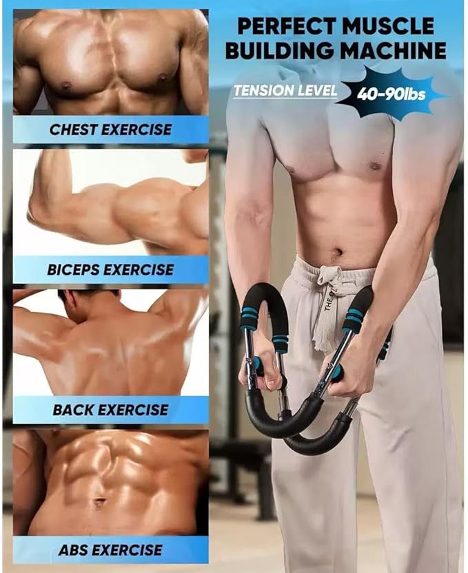 60-120lb Adjustable Twister Arm Trainer – Portable Detachable Chest , Arm Exerciser for Home/Gym/Travel, Full-Body Strength Training Equipment with Anti-Slip Grips