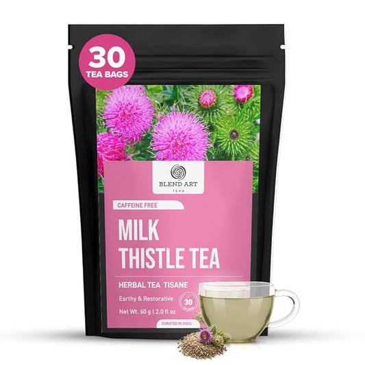 Blendart Milk Thistle Tea Bags 30 Count | Liver Detox & Cleanse Support Herbal Tea | 100% Natural Caffeine-Free Tea for Liver Health, Digestion & Immunity | Detox Herbal Tea for Men & Wome