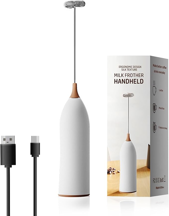 Handheld Coffee Frother,USB-Rechargeable Hand Frother,Adjustable Handheld Milk Frother for Cappuccinos, Hot Chocolate, Milkshakes, Egg Mix