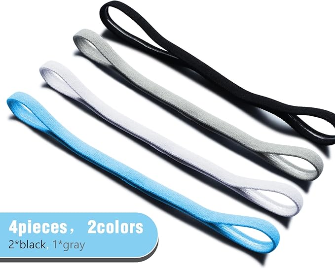 Sumind 4 Pieces Thick Non-Slip Elastic Sport Men Thin Headbands Football Hair Headbands for Women