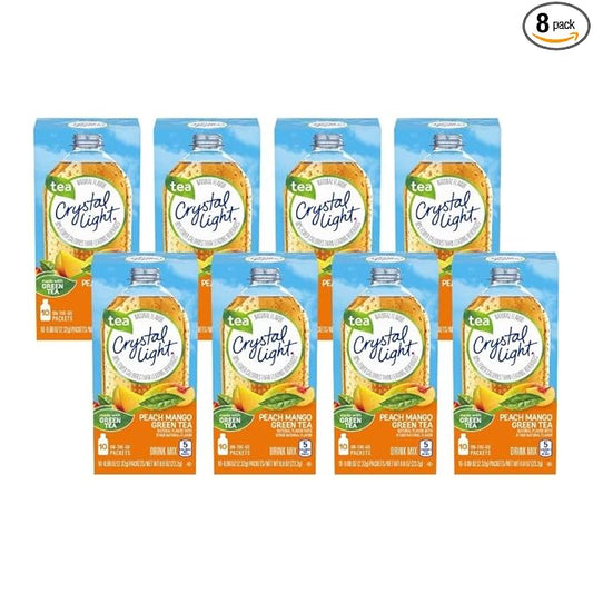 Crystal Light On The Go Peach Mango Green Tea Drink Mix, 10-Packet Box (Pack of 8)