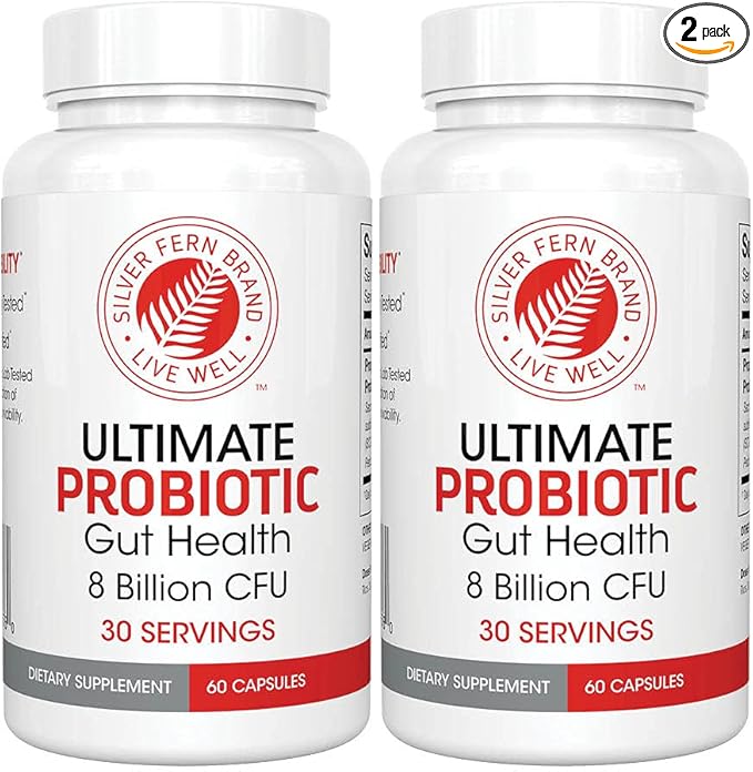 Silver Fern Ultimate Probiotic 2-Pack β Probiotics for Women & Men β 8 Billion CFU Spore-Forming Gut Health Supplement β DNA Verified, Vegan Probiotic, Shelf-Stable, High Survivability β 120 Capsules