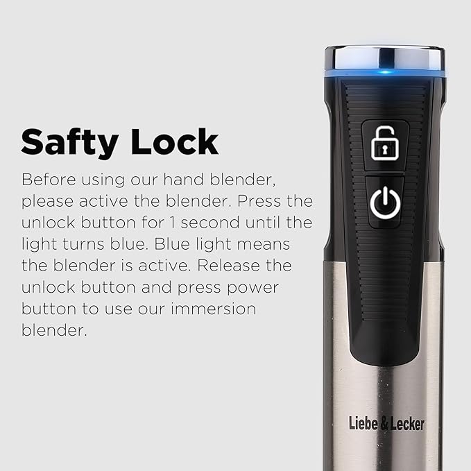 Liebe&Lecker Cordless Hand Blender, Immersion Blender Handheld USB Rechargeable 8 Variable Speeds with Whisk, Milk Frother Attachments, Portable Stick mixed for Milkshakes, Smoothies & Soups.