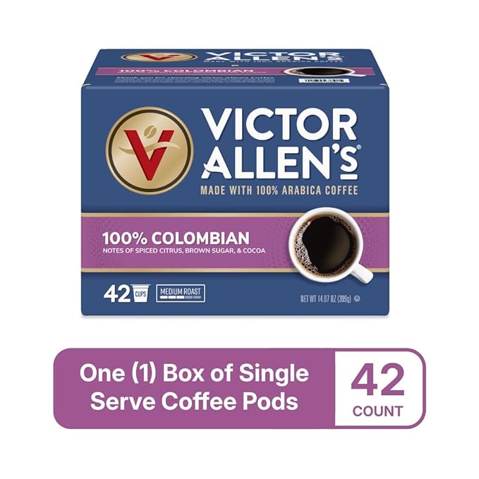 Victor Allen's Coffee 100% Colombian, Medium Roast, 80 Count, Single Serve Coffee Pods for Keurig K-Cup Brewers