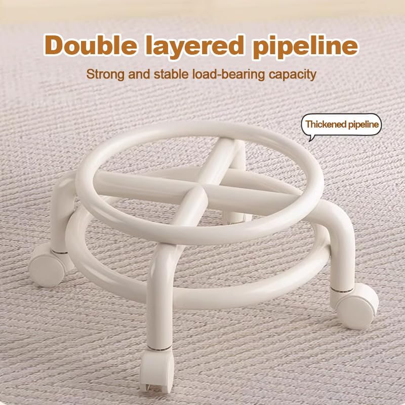 Low Rolling Stool with Wheels,Mini Rolling Garage Stool with Back Support,360° Rotating Floor-Friendly Wheels for Home, Office,Garage & Salon (Transparent Blue)