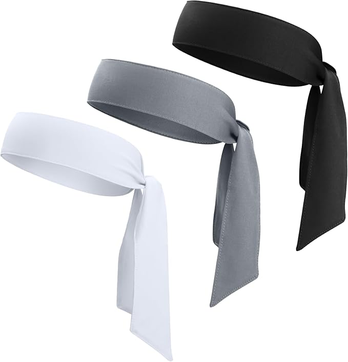 Head Ties Headband Sports Sweatband for Men Women, 3 Pack Adjustable Ninja Headband Karate Tie Back Sweat Wicking Workout Head Band for Basketball, Running, Tennis, Athletics