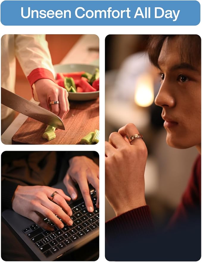 RingConn Gen 2 Air, Ultra-Thin AI Smart Ring, 10-Day Battery Life, Fitness/Sleep/Stress/HR Tracker for Women&Men, No App Fee for Standard Features, iOS & Android Compatible (Size 8, Dune Gold)