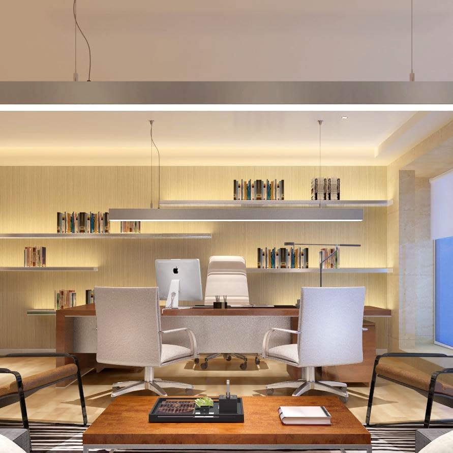 4FT LED Linear Light, 40W Down 15W Up Light, 3000/3500/4000/5000K CCT Selectable, Commercial Linear Lighting Fixture for Office, Dimmable Suspended Shop Lighting,1 Pack