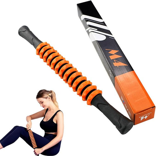 Muscle Roller Stick, Yoga Massage Roller Bar Fitness Beauty Tool for Athletes Relief Leg Back Pain (Orange)
