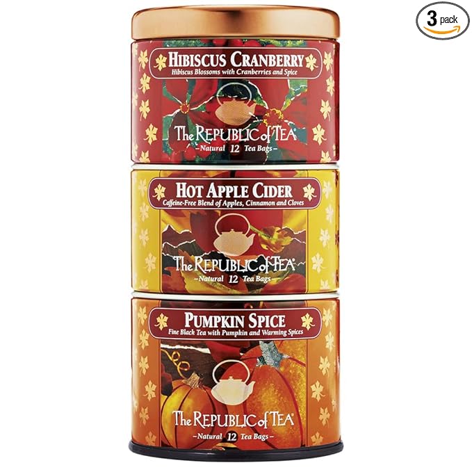 The Republic of Tea – Harvest Stackable Tea Tin, Autumn Assortment, 36 Tea Bags