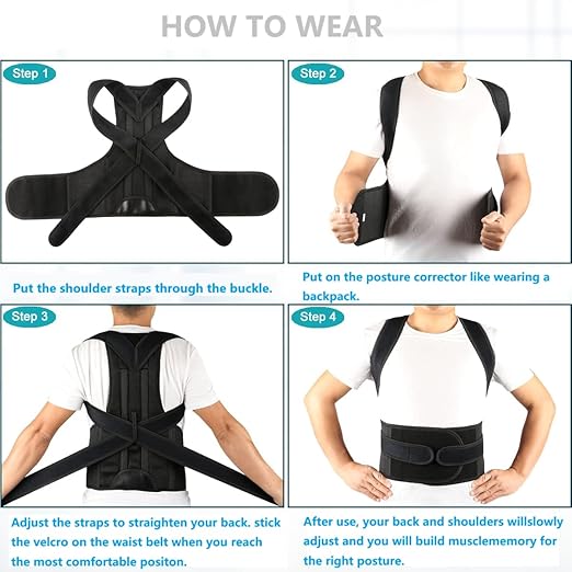 Posture Corrector for Women and Men, Upgraded Full Back Brace Support, Adjustable Shoulder Straightener for Improving Back Posture(L, 35.5"-41.5" Waist)