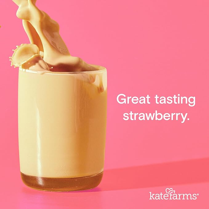 KATE FARMS Organic Nutrition Shake, Strawberry, 16g of Protein, 27 Vitamins and Minerals, Meal Replacement, Protein Shake, 11 Fl oz (6 Pack)