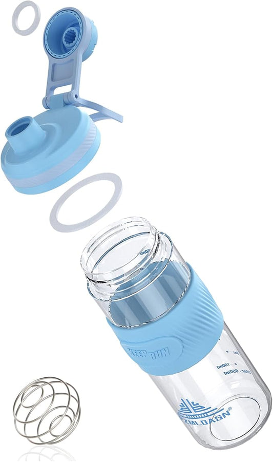 Shaker Bottle - 650ml/23oz, Durable & Leak-Proof, Ideal for Super Creamy Fitness Protein Shakes - Blue