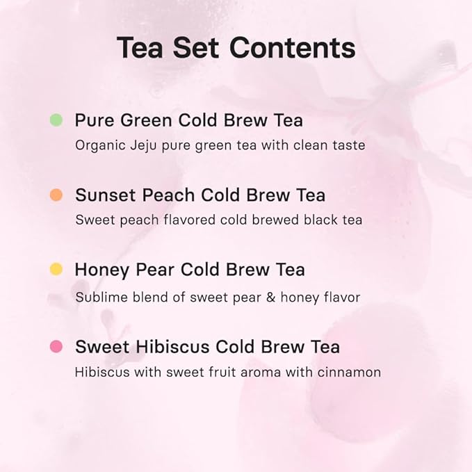 OSULLOC Cold Brew Tea Gift (20 count, 4 flavors x 5 EA) | Assorted Korea Iced Tea Bag Gift Sampler Set for Summer | Easy-to-go stick type Tea Bag Series | Premium Blended Tea from Jeju