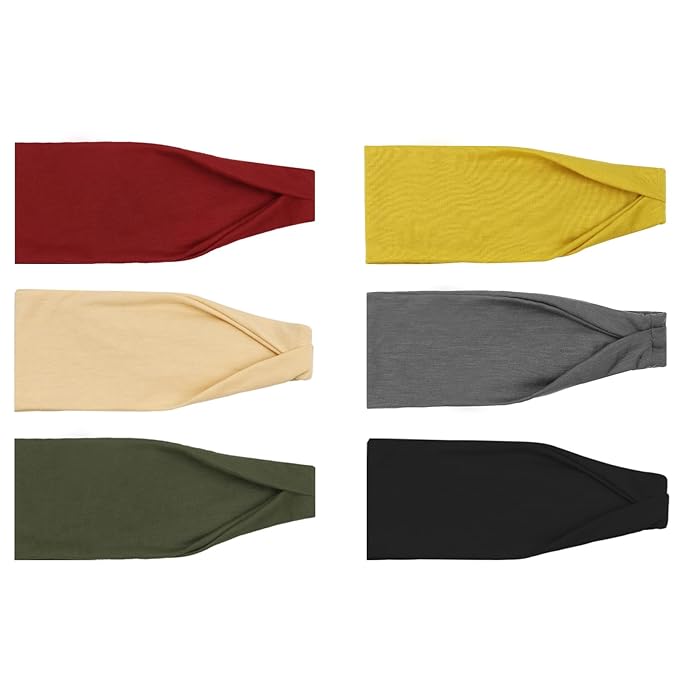 DRESHOW Yoga Sports Headbands for Women Elastic Non-Slip Headbands Workout Running Hair Bands 6 Pack