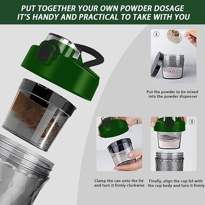 Electric Protein Shaker Bottle, USB Rechargeable Mixing Cup, Water Drink Mixer Portable Bottles for Gym Sport (Green)