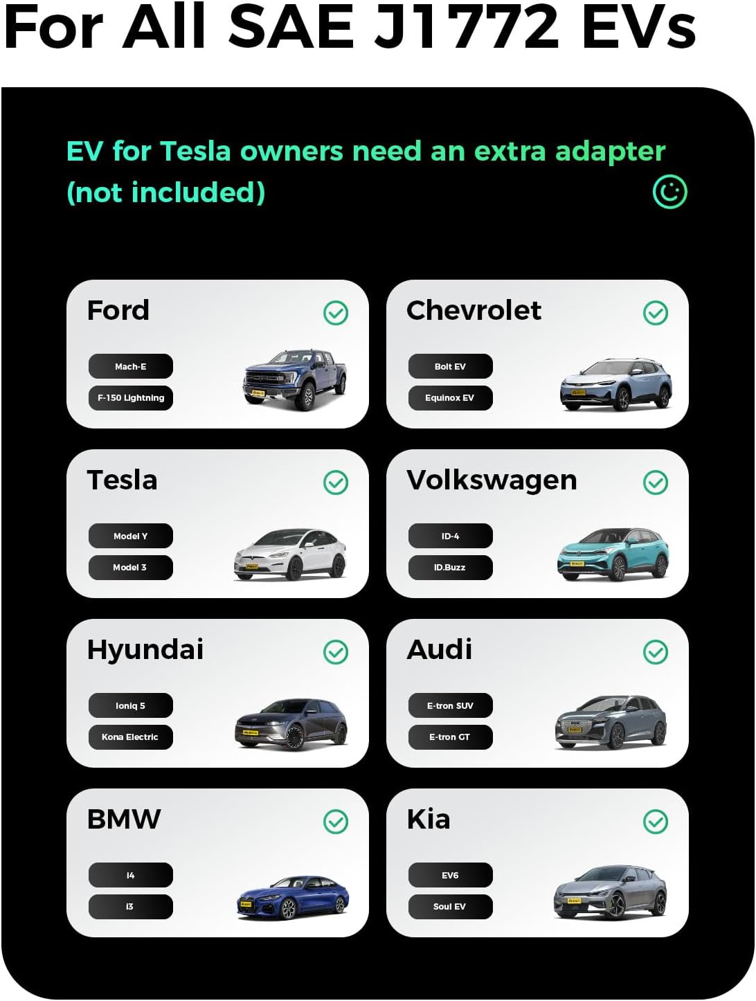 Level 2 Charger with J1772, 40Amps 240V, NEMA 14-50 Plug, ETL/FCC/CE Certified EV Chargers for Home Level 2, 8-40Amps Adjustable Current, Schedule Timer, Compatible with All SAE J1772 EVs