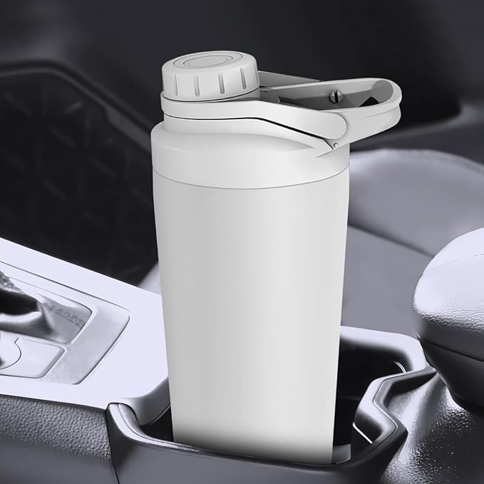 Stainless Steel Shaker Bottle with Noise-Free Design - Patented 24 oz Insulated Metal Shakers Bottles Cup for Protein Mixes and Pre Workout 100% Leak Proof (White)