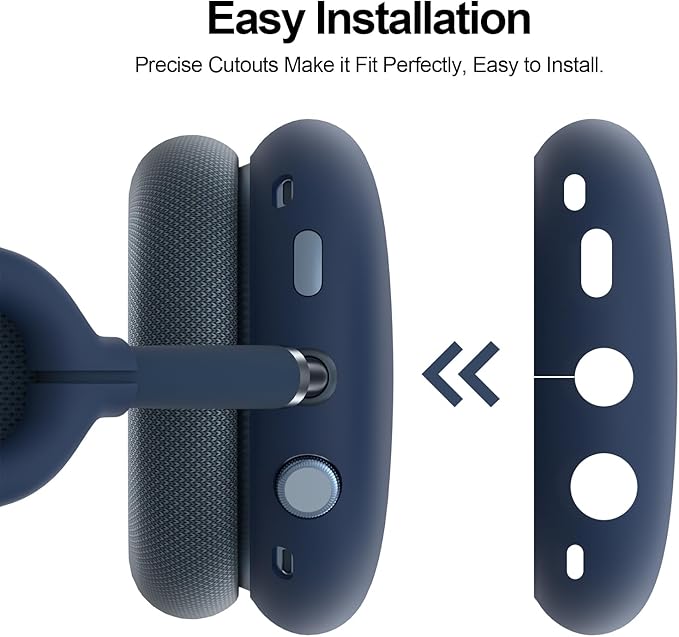 Silicone Case Cover for AirPods Max Headphones, Anti-Scratch Ear Pad/Ear Cups/Headband Cover for AirPods Max, Soft Sweat-Proof Silicone Protector Accessories for Apple AirPods Max (Navy Blue)