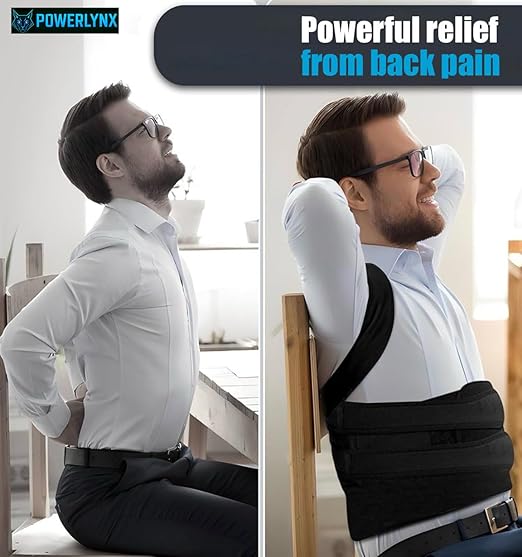 POWERLYNX Posture Corrector for Back Pain Relief. Adjustable Shoulder Straightener. Cross Training Belt for Men and Women. (Large)