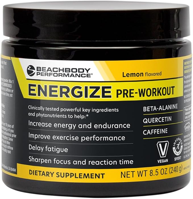 BODi Energize Pre Workout Powder - Beta-Alanine, Quercetin & Low-Dose Caffeine Formula for Enhanced Energy & Focus, Increase Energy & Endurance Supplement, Lemon Flavored, 40 Servings