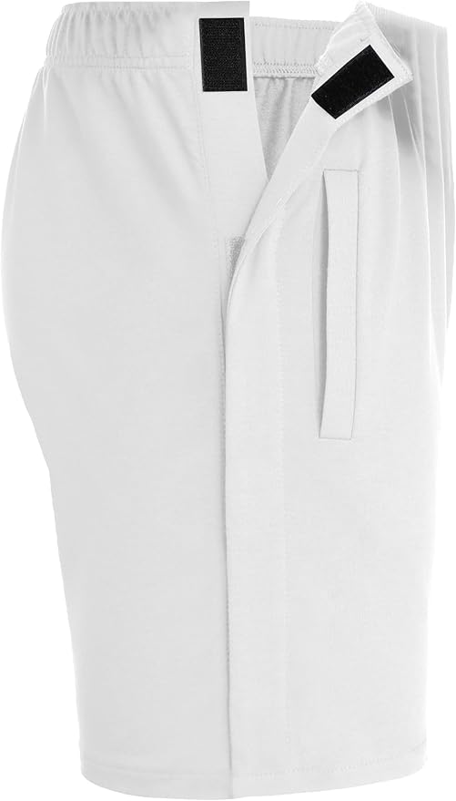 Deyeek Unisex Tear Away Shorts Snap On Athletic Cotton Shorts Post Knee Surgery Recovery Hip Replacement Pants with Pockets