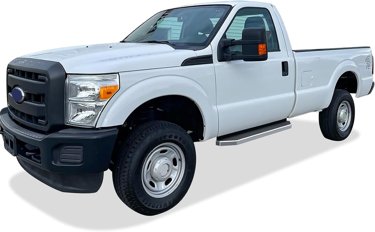 APS Polished Running Boards Style Compatible with Ford F250 F350 Super Duty 1999-2016 Regular Cab (Side Steps Side Bars) 6in Wide 304 Stainless Steel