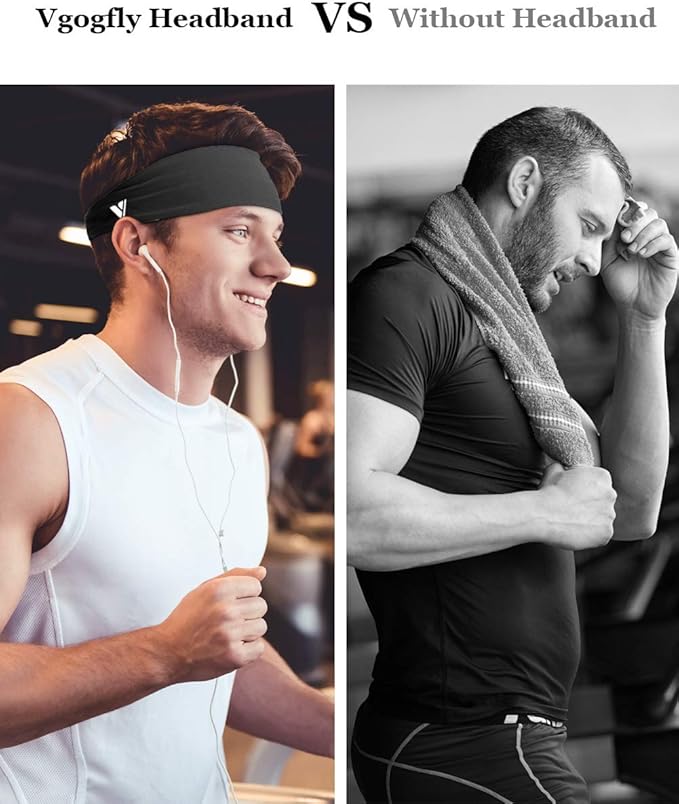 Vgogfly Running Headbands for Men Sweatbands Sports Sweat Bands Mens Workout Thin Fitness Gym Yoga 4 Pack…