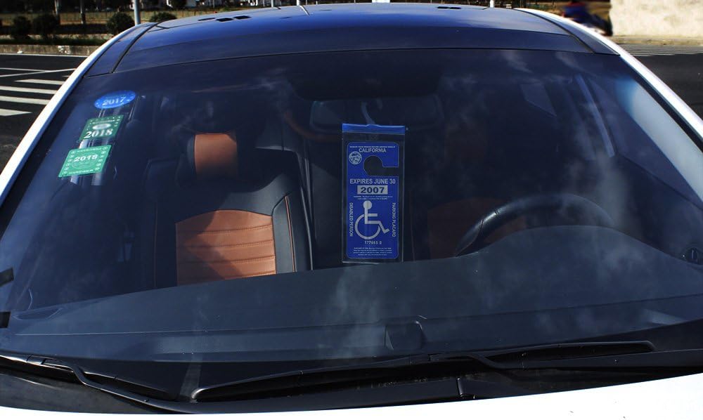 Handicap Placard Holder - Ultra Transparent Disabled Parking Permit Placard Protective Holder Cover with Large Hanger by Tbuymax (Set of 2)