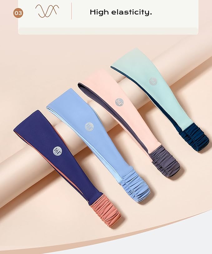 Women's Ice-Feeling Sports Headband Quick-Drying Cooling Sweatband Moisture Wicking Non Slip Exercise Sweat Band for Women Workout Running Tennis Yoga Fitness